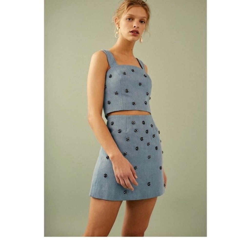 C/MEO Collective Decoy Denim Embellished Two-Piece Set Top & Skirt XS/S